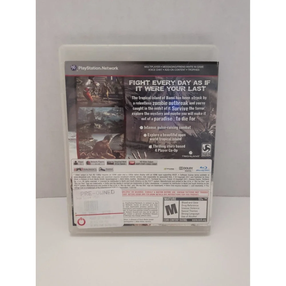 Dead Island Sony PlayStation 3 PS3 Game Zombie Horror Action BLUS 30790